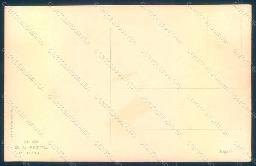 Artist Signed Lady Flowers Viennoise MM Vienne 656 postcard HR1149 – retro