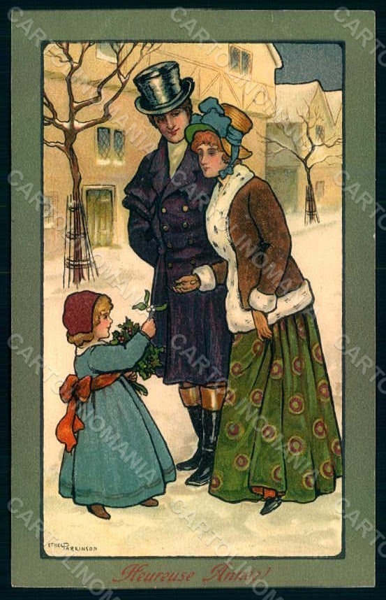 Artist Signed Parkinson E. Lady Couple Girl Christmas MM Vienne 234 pc HR1156 – fronte