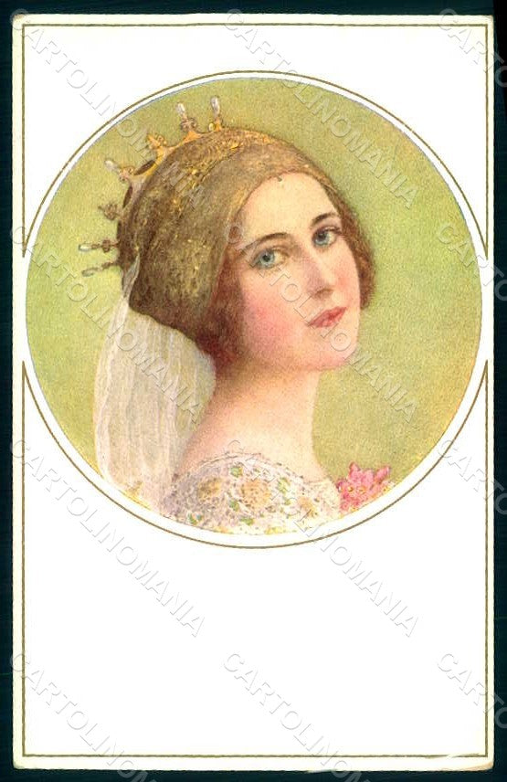 Artist Signed Lady Art Nouveau MM Vienne 915 postcard HR1160 – fronte