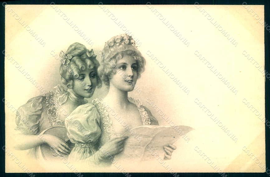 Artist Signed Lady Music Viennoise MM Vienne 346 postcard HR1161 – fronte