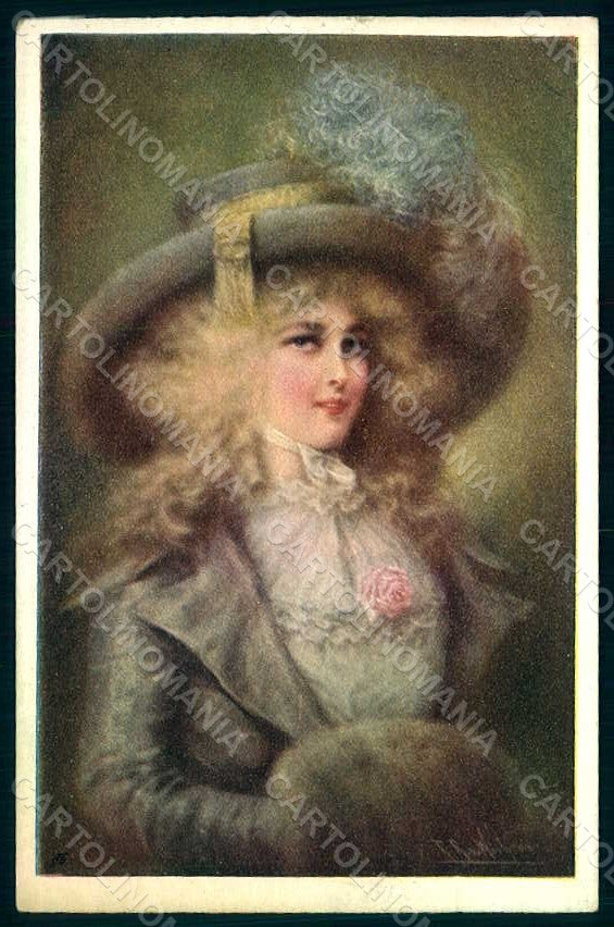 Artist Signed Wichera Glamour Fashion Lady MM Vienne 1195 postcard HR1165 – fronte