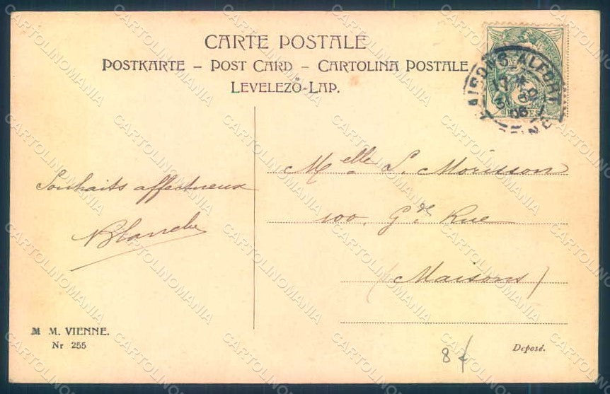 Artist Signed Lady Viennoise New Year MM Vienne 255 postcard HR1166 – retro