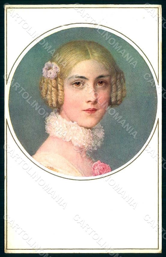 Artist Signed Lady Art Nouveau MM Vienne 915 postcard HR1172 – fronte