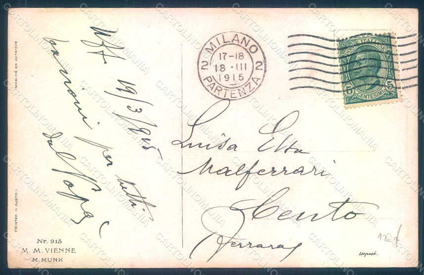 Artist Signed Lady Art Nouveau MM Vienne 915 postcard HR1172 – retro
