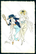 Artist Signed Prejelan Lady Art Deco Tennis Hand Painted MM Vienne 677 pc HR1175 – fronte