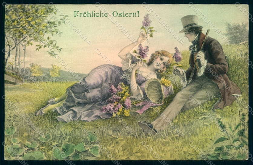 Artist Signed Streyc Couple Viennoise Easter MM Vienne 722 pc HR1176 – fronte