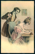Artist Signed Schubert H. Lady Romantic Couple Viennoise MM Vienne 467 pc HR1185 – fronte