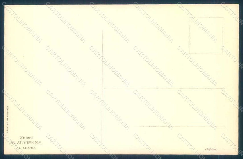 Artist Signed Kuderna Lady Man Smoke MM Vienne 699 postcard HR1194 – retro