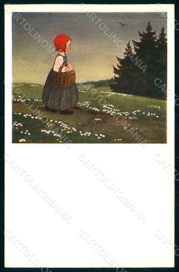 Artist Signed Lang H. Fairy Tales Rotkappchen Little Red Riding Hood pc HR1227 – fronte