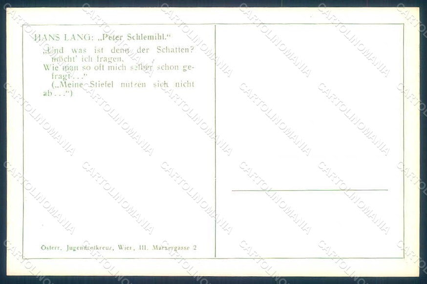 Artist Signed Lang H. Fairy Tales Peter Schlemihl postcard HR1228 – retro