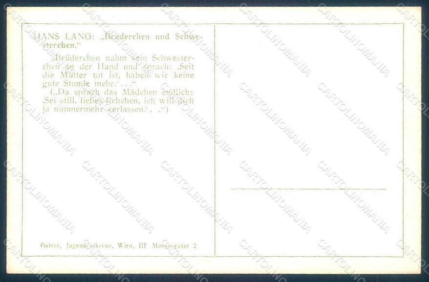 Artist Signed Lang H. Fairy Tales Bruderchen und Schwesterchen postcard HR1230 – retro