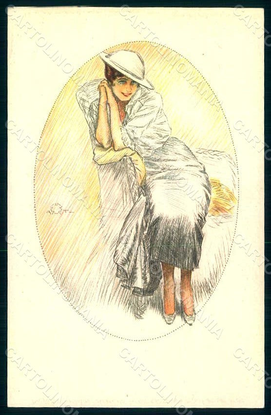 Artist Signed Terzi Glamour Fashion Lady Mode serie 187-2 postcard HR1236 – fronte
