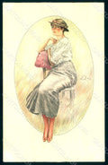 Artist Signed Terzi Glamour Fashion Lady Mode serie 187-3 postcard HR1238 – fronte