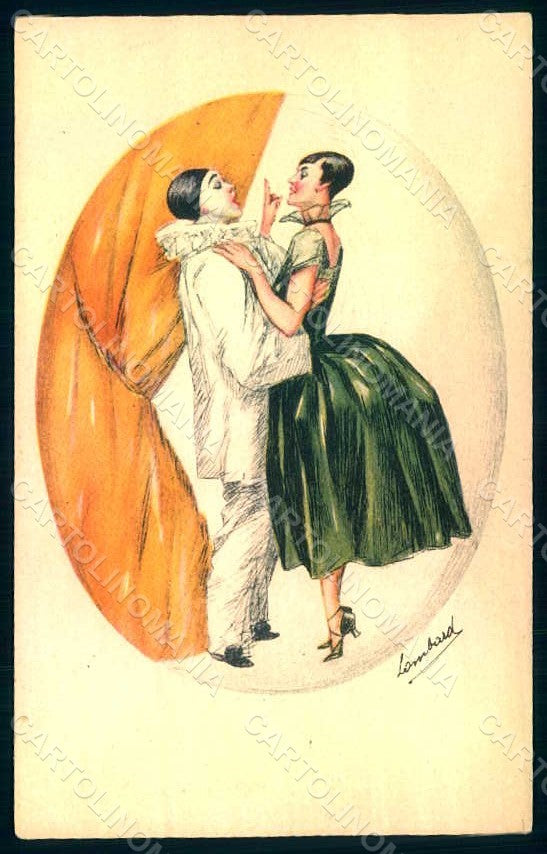 Artist Signed Lombard Fashion Lady Pierrot serie 2134 CEASED postcard HR1244 – fronte