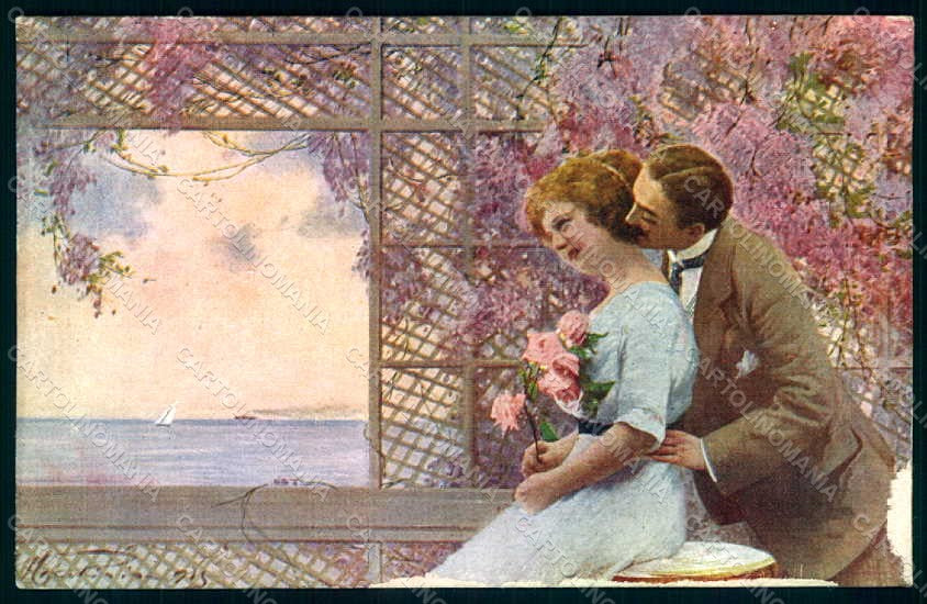 Artist Signed Marchisio Romantic Couple Sea serie 1025 postcard HR1258 – fronte