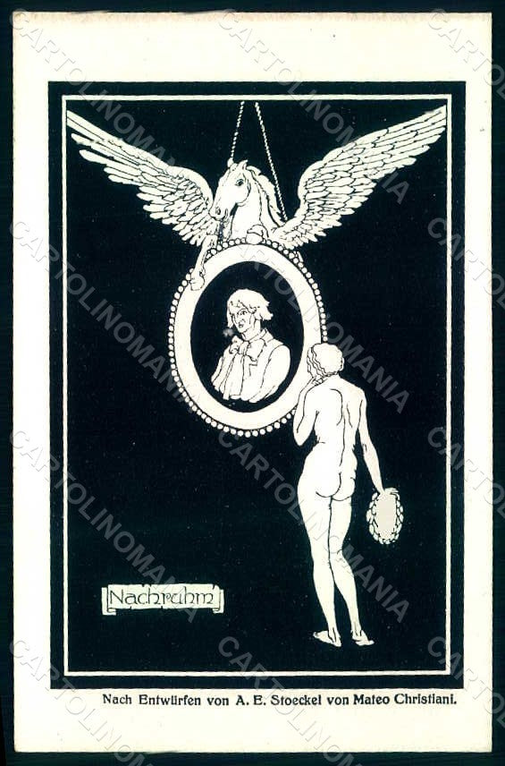 Artist Signed Christiani M. Posthumous Fame Nachruhm Pegasus postcard HR1278 – fronte