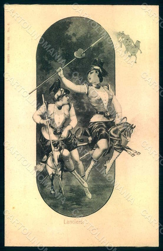 Artist Signed Risque Lady Military Comic Lanciers Horse serie 10-6 pc HR1287 – fronte
