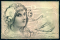 Artist Signed Patella Lady Art Nouveau Swan postcard HR1307 – fronte