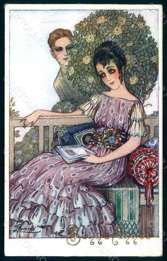 Artist Signed Briaree Romantic Couple serie 105-2 postcard HR1316 – fronte