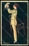 Artist Signed Mauzan Glamour Fashion Lady Cat serie 96-1 postcard HR1328 – fronte