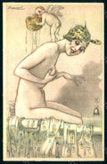 Artist Signed Mauzan Lady Risque Cupid Bath Tub serie 3-1 ABRADED pc HR1334 – fronte
