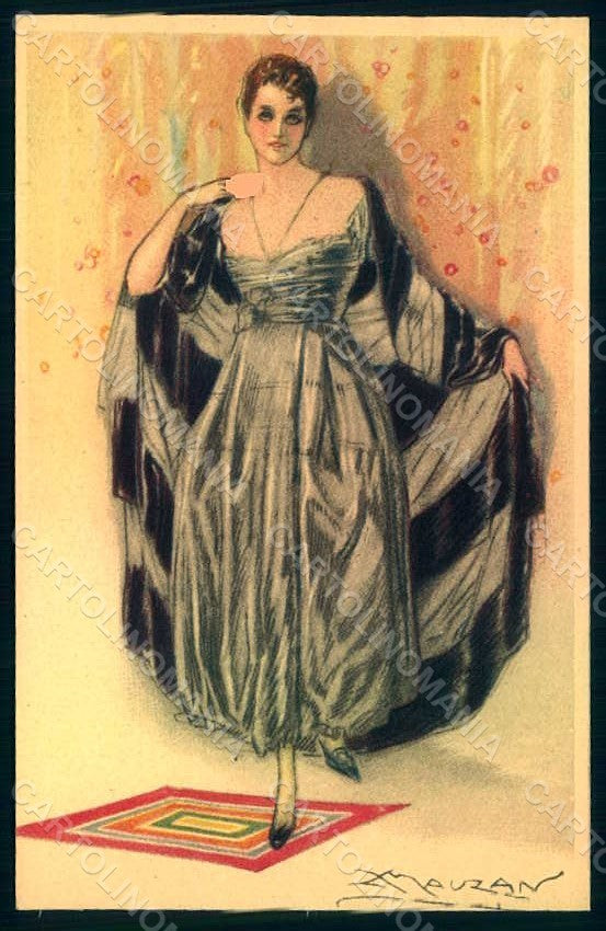 Artist Signed Mauzan Glamour Fashion Lady Mode serie 298-3 postcard HR1336 – fronte