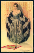 Artist Signed Mauzan Glamour Fashion Lady Mode serie 298-3 postcard HR1336 – fronte