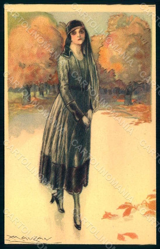 Artist Signed Mauzan Glamour Fashion Lady Mode serie 298-2 postcard HR1337 – fronte