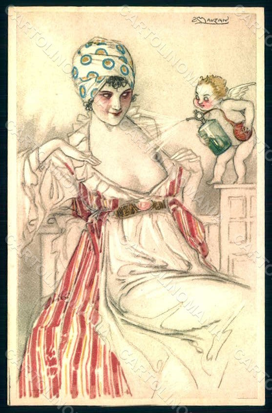 Artist Signed Mauzan Lady Cupid Perfume serie 3-3 postcard HR1347 – fronte