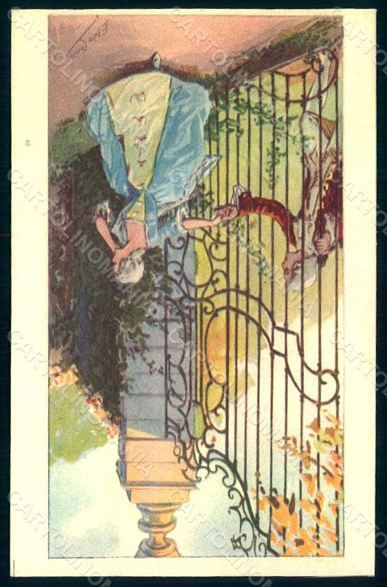 Artist Signed Cenni E. Lady Romantic Couple serie 966-2 postcard HR1352 – fronte