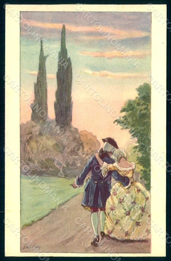 Artist Signed Cenni E. Lady Romantic Couple serie 966-3 postcard HR1353 – fronte
