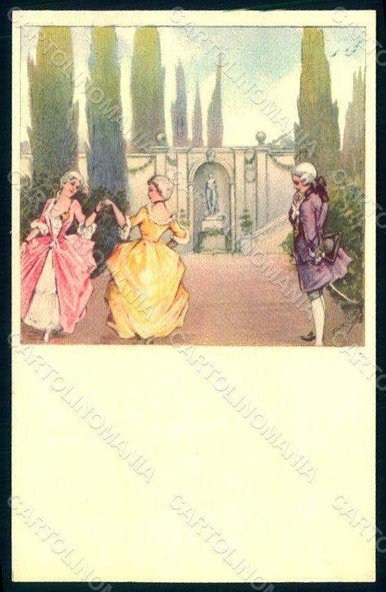 Artist Signed Cenni E. Lady Romantic Couple serie 966-5 postcard HR1355 – fronte