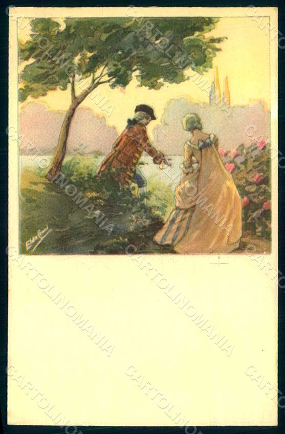 Artist Signed Cenni E. Lady Romantic Couple serie 966-6 postcard HR1356 – fronte