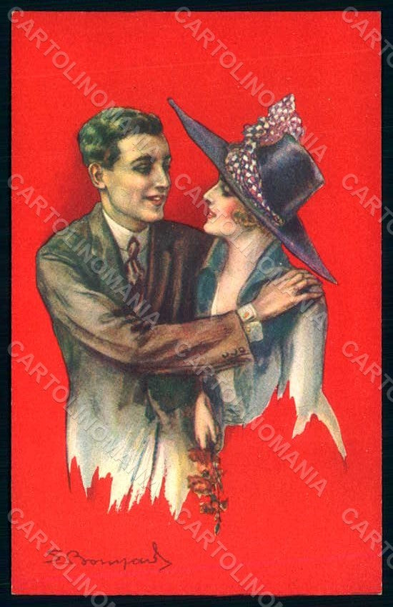 Artist Signed Bompard Lady Romantic Couple serie 448-1 postcard HR1360 – fronte