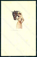 Artist Signed Bompard Glamour Fashion Lady Horse serie 556M-2 postcard HR1373 – fronte
