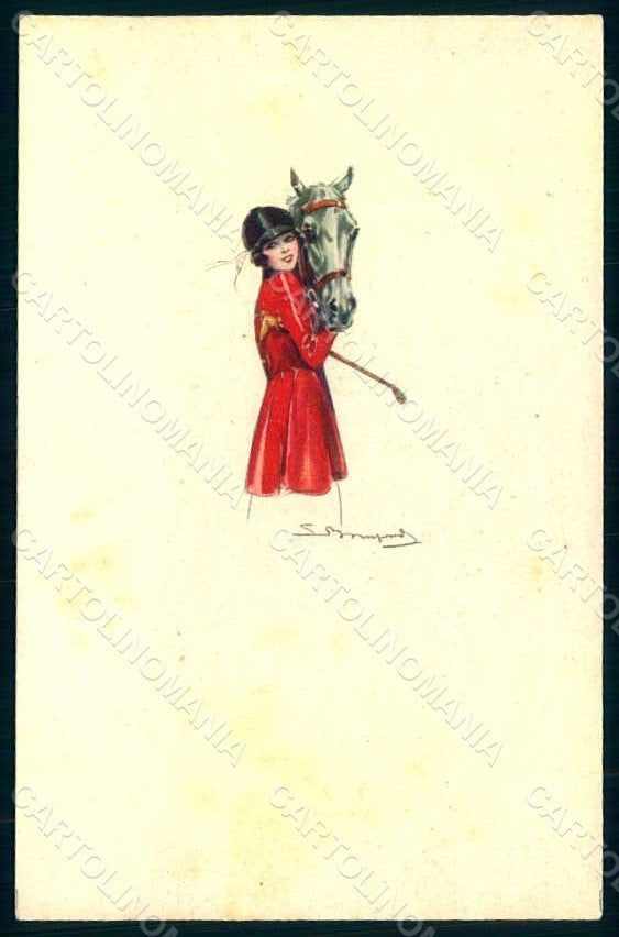 Artist Signed Bompard Glamour Sidesaddle Lady Horse serie 556M-4 postcard HR1375 – fronte