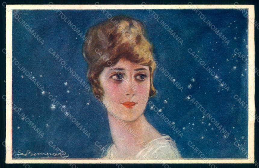 Artist Signed Bompard Fashion Lady serie 466-4 postcard HR1379 – fronte