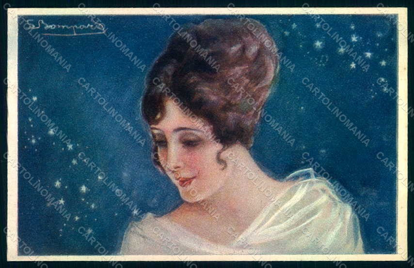 Artist Signed Bompard Fashion Lady serie 466-2 postcard HR1381 – fronte