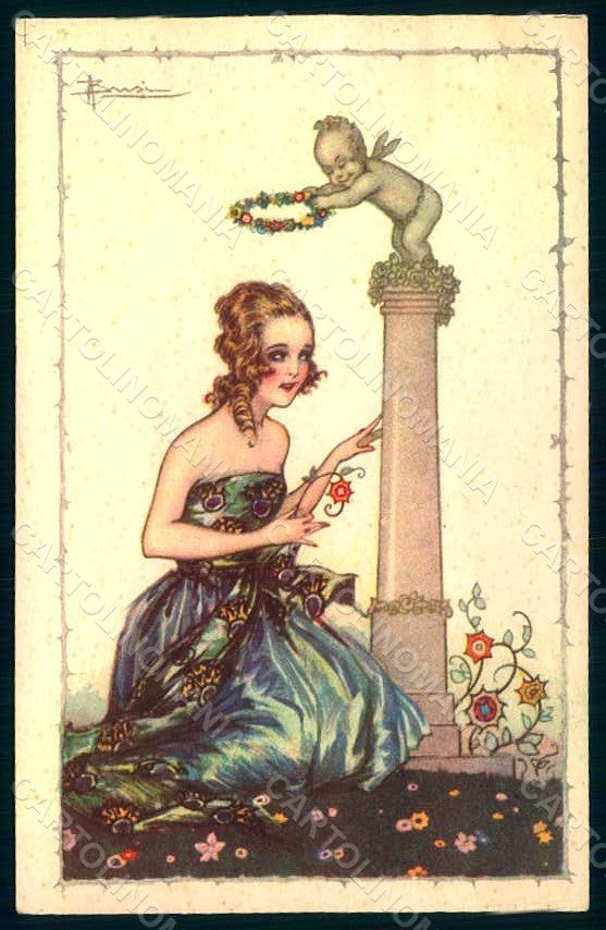 Artist Signed Busi Lady Cudid Eros serie 535-2 SMALL REPAIRE pc HR1391 – fronte