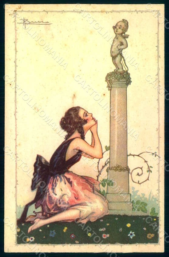 Artist Signed Busi Lady Cudid Eros serie 535-3 postcard HR1392 – fronte