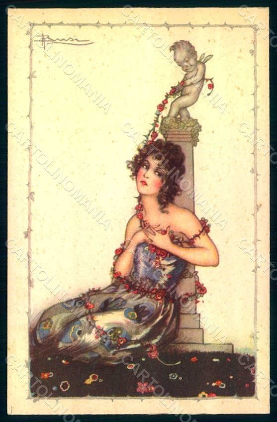 Artist Signed Busi Lady Cudid Eros serie 535-1 WRINKLES postcard HR1393 – fronte
