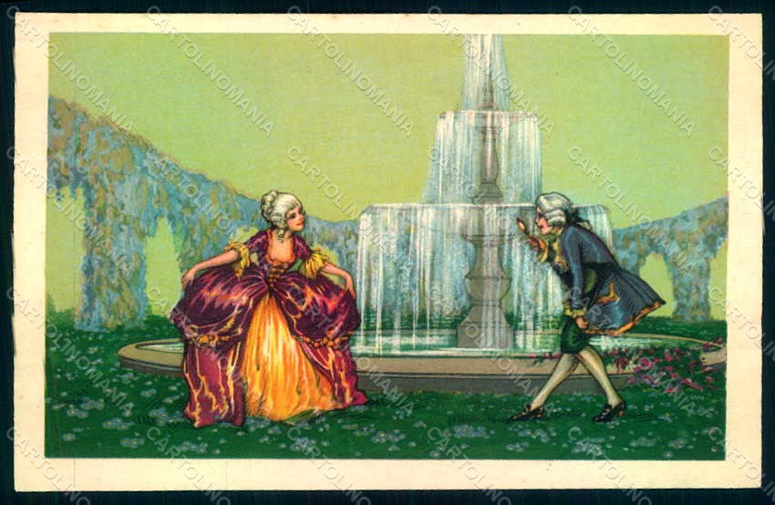 Artist Signed Busi Lady Romantic Couple Degami 1012 postcard HR1396 – fronte