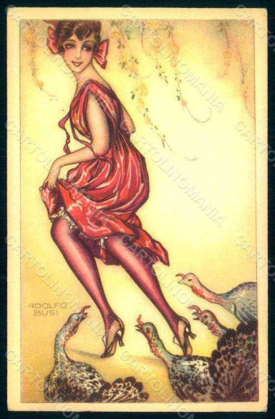 Artist Signed Busi Fashion Risque Lady Turkey serie 126-3 postcard HR1400 – fronte