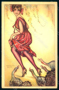 Artist Signed Busi Fashion Risque Lady Turkey serie 126-3 postcard HR1400 – fronte