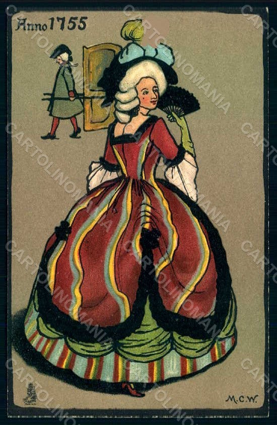 Artist Signed M.C.W. Whishaw Lady Old Style Costumes Tuck 2557 postcard HR1409 – fronte