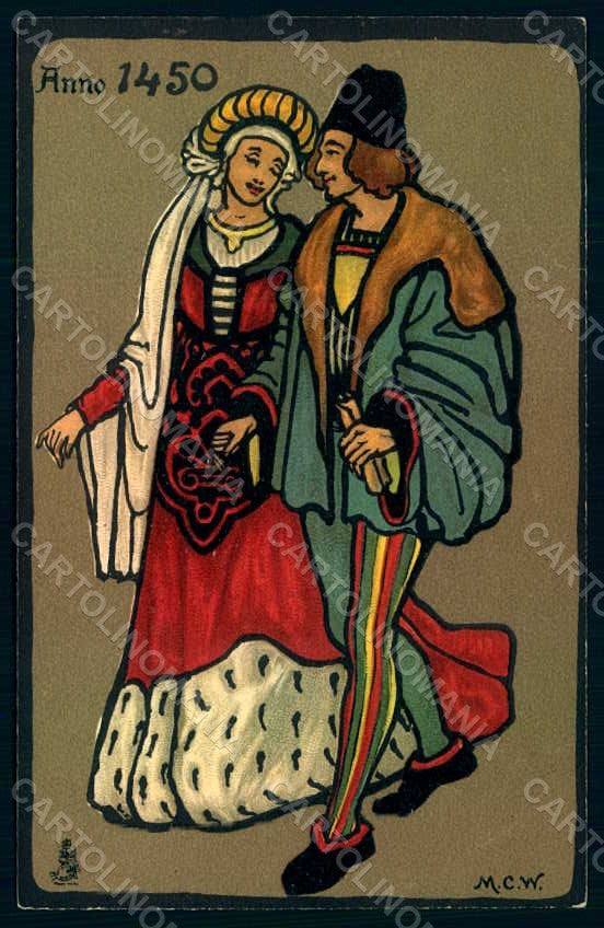 Artist Signed M.C.W. Whishaw Lady Old Style Costumes Tuck 2557 postcard HR1410 – fronte