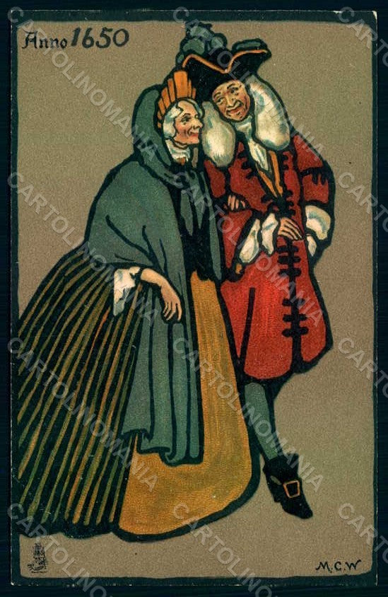 Artist Signed M.C.W. Whishaw Lady Old Style Costumes Tuck 2557 postcard HR1412 – fronte