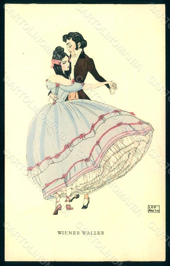 Artist Signed Leo Rauth Lady Man Couple Dance Walzer serie 31 postcard HR1432 – fronte