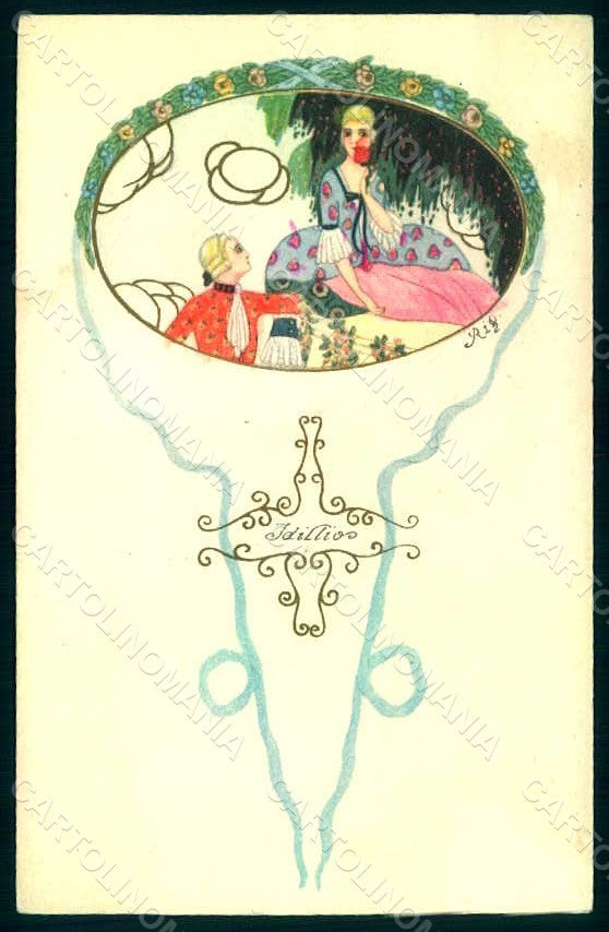 Artist Signed Rig Lady Romantic Couple Art Deco Ballerini 285 INK SPOT pc HR1436 – fronte