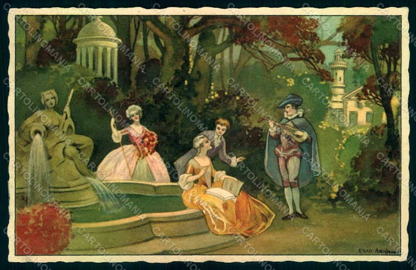 Artist Signed Anichini Lady Romantic Couple Ballerini 434 postcard HR1438 – fronte